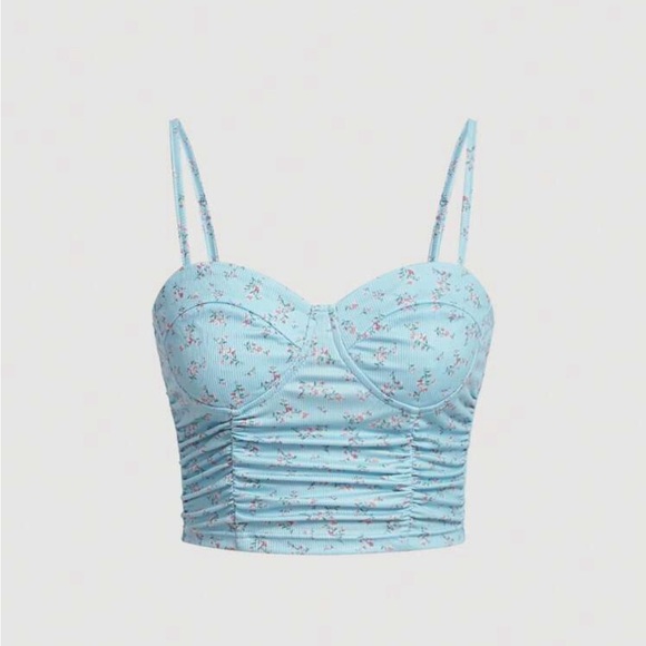 Tops Nwt Blue Floral Crop Top Poshmark